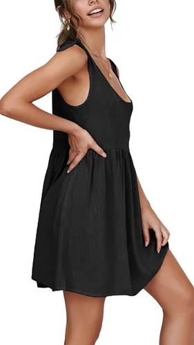 Vista 3 de CNJFJ - Vestido de verano para mujer, con tirantes y cuello redondo