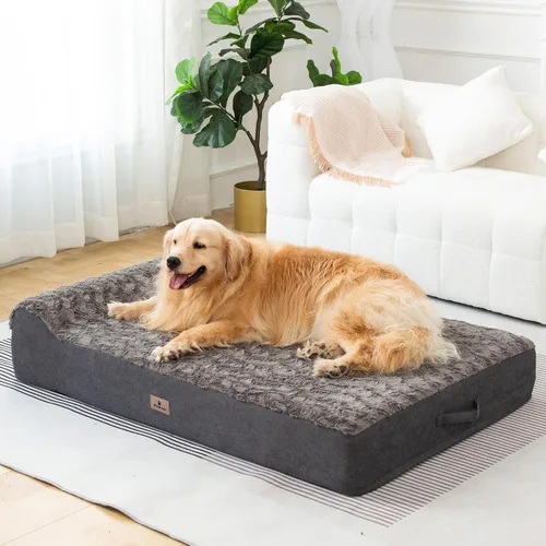 Vista 2 de Cama ortopédica jumbo para perros grandes, cama para perro de espuma viscoelástica de 7 pulgadas de grosor con funda de almohada extraíble, lavable