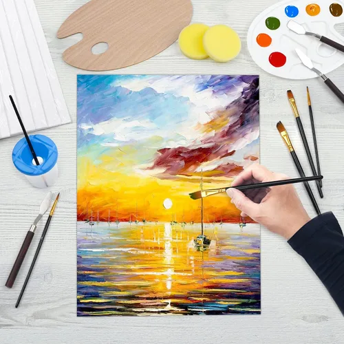 Vista 5 de Shuttle Art Kit de pintura en lienzo, paquete de 50, 28 lienzos de varios tamaños para pintar y 22 herramientas de arte