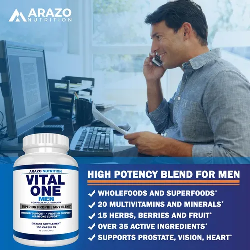 Vista 4 de Vita One para hombre, suplemento integral multivitamínico diario, 150 Cápsulas Veganas, Bioscience Nutrition