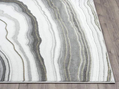 Vista 5 de Abani Rugs - Alfombra contemporánea granito gris y dorado de 4 x 6 pies, diseño de remolino de mármol, alfombra de comedor que no desprende pelusa
