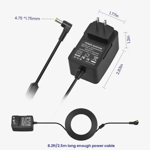 Vista 5 de Adaptador CA/CC de 9.5 V para cargador de fuente de alimentación Casio para teclado de piano Casio, solo compatible con los modelos enumerados