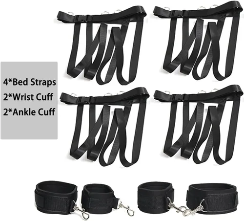 Vista 2 de Pulseras sexuales de mano peludas, juego sexual para cama, lazos sexuales para tobillos y muñecas para mujeres, collar sumiso, gargantillas, cuello