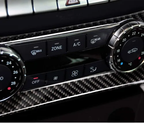 Vista 4 de para Mercedes-Benz Clase C W204 2011-2013 Real Cubierta de Panel de Fibra de Carbono Suave para Aire Acondicionado, Adhesivo de Marco de Panel