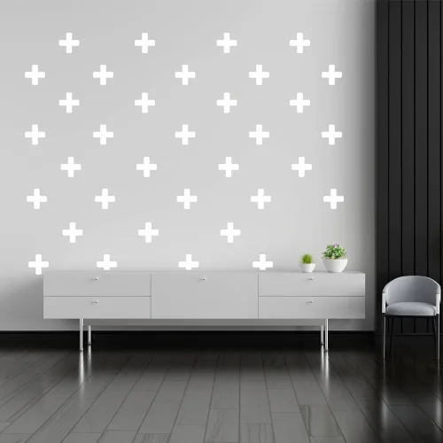Vista 2 de BugyBagy - 125 calcomanías de pared con cruz suiza dorada Plus de 2 pulgadas, calcomanías de pared extraíbles para decoración de habitación de niños