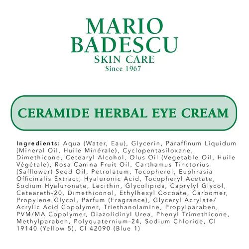 Vista 4 de Mario Badescu Crema de ojos para todo tipo de piel, hidratante, iluminadora, suavizante y nutritiva para el cuidado diario de los ojos, paquete