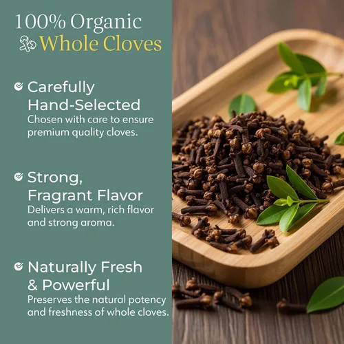 Vista 2 de Fragrant Tales Clavos enteros orgánicos, certificados por USDA, seleccionados a mano de Sri Lanka, 3.5 oz (100 g), bolsa resellable
