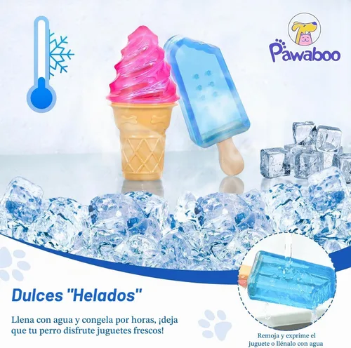 Vista 3 de Pawaboo Juguetes masticables refrescantes para perros, paquete de 2 juguetes congelables para dentición de mascotas para cachorros para enfriar