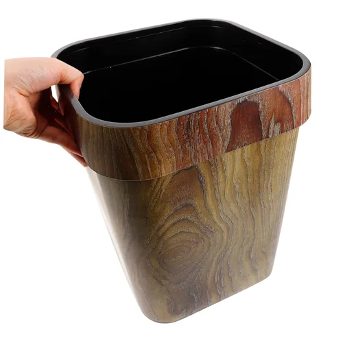 Vista 4 de SEWACC Botes de basura de madera para basura, pequeño, rústico, rectangular, contenedor de basura para baño, dormitorio, cocina, hogar, oficina