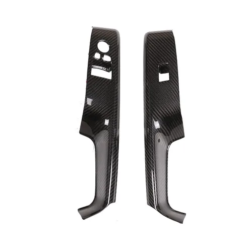 Vista 2 de Cubierta de fibra de carbono real para reposabrazos de puerta interior de automóvil, interruptor de ventana, compatible con Toyota Supra GR A90 A91