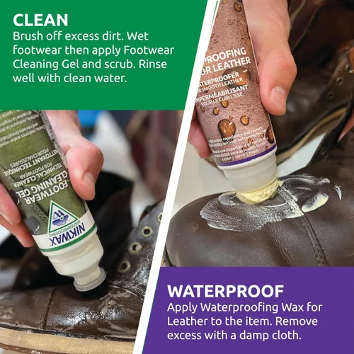 Vista 5 de Nikwax Cera impermeabilizante para cuero, crema, restaura la repelencia al agua DWR, cuidado de zapatos, limpiador de botas y calzado, protección