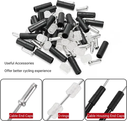 Vista 6 de Kit de cables para bicicleta (91 piezas) Bicycle Shift Brake Cable with Cutter End Caps, Stainless Steel Bike Shifter Brake Cable Housing for Road