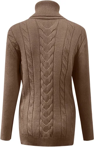 Vista 2 de Suéter de cuello alto falso para mujer, manga larga abombada, dobladillo derramado, moda de otoño, talla grande, suéter tipo túnica