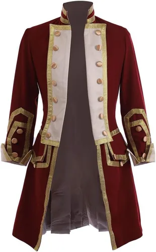 Vista 3 de Traje de uniforme militar colonial medieval del siglo XVIII para hombre