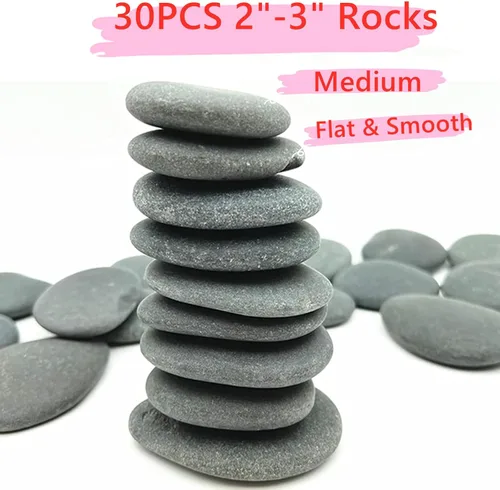 Vista 4 de lifetop 50 rocas de pintura, rocas naturales para bricolaje, rocas planas y suaves para artes, manualidades, decoración, rocas medianas y pequeñas