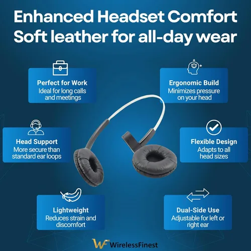 Vista 2 de Diadema estándar para Plantronics 84605 + auriculares de repuesto extra acolchados sobre la cabeza para Savi CS540 W740 W745 W440 W740 W740-M C054