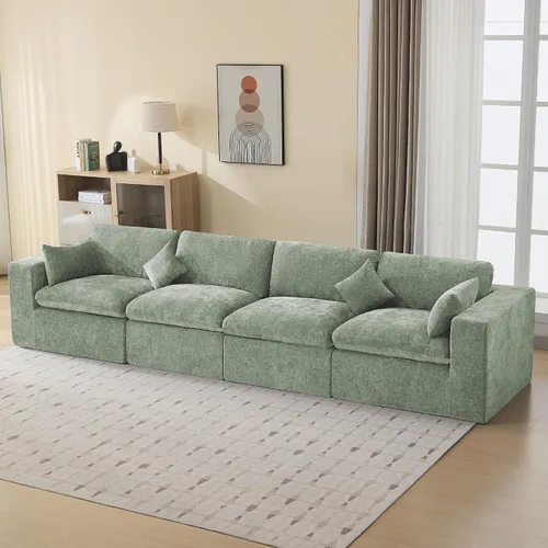 Vista 30 de WUTUTUEE Otomana Cloud de 33.5 pulgadas para sofá modular, cómodo reposapiés tapizado de felpilla con espuma viscoelástica, embalaje totalmente