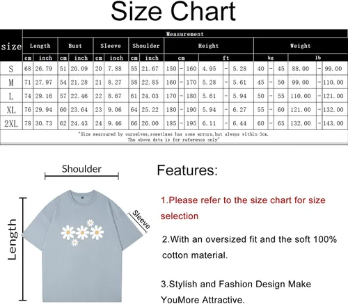 Vista 6 de Faktuzi - Camisas de margaritas para mujer, camisetas de gran tamaño, camisetas gráficas de flores, camisetas vintage con estampado floral y cuello