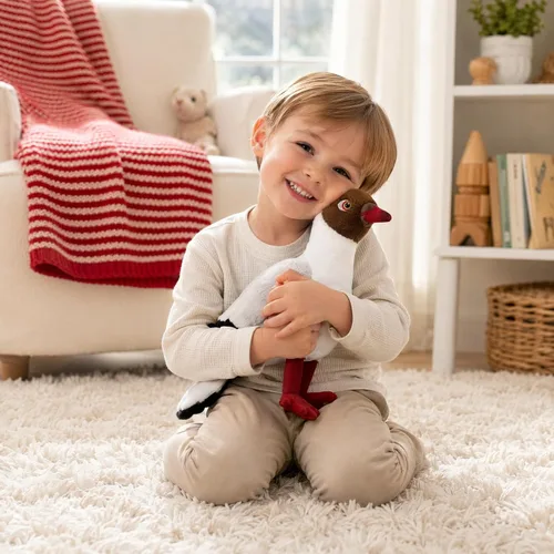 Vista 6 de Brown-headed Gull Plush Stuffed Toy, Realistic Bird Gift for Kids, 9.5in