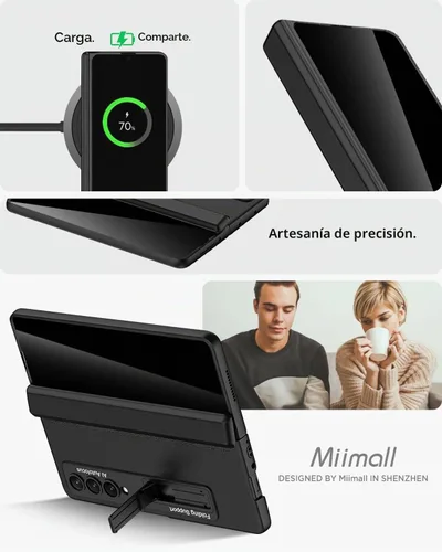 Vista 7 de Miimall - Funda para Samsung Galaxy Z Fold 4 con pantalla de privacidad, soporte ajustable integrado y protección magnética de bisagra, funda