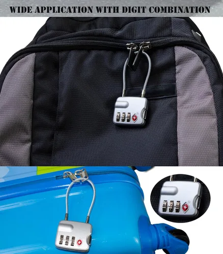 Vista 3 de Paquete de 4 candados de equipaje aprobados por la TSA para maletas, mochila y equipaje con cuerpo de aleación de zinc