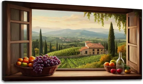 Vista 12 de Lienzo decorativo de 20 x 40 pulgadas, arte de pared de viñedo, paisaje, toscana, Italia, naturaleza, desierto, fotografía, cuadros enmarcados