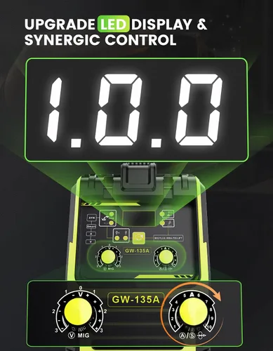 Vista 5 de Soldador MIG 135A, soldador MIG de núcleo de flujo de 110 V, máquina de soldadura TIG/Stick 3 en 1 con sinergia, equipo de soldadura portátil