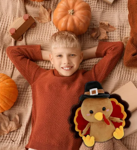 Vista 7 de DolliBu Pilgrim - Peluche de pavo con diseño de pájaro, 10 pulgadas