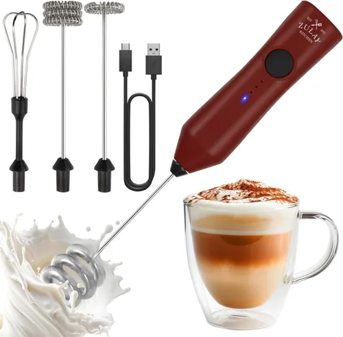Vista 119 de Zulay Milk Boss Espumador de leche potente manual, hace espuma para latte, batidor para mezclar bebidas, café, miniespumador para capuchino, frappé