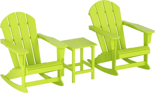 Vista 15 de Malibu - Sillas mecedoras Adirondack para patio al aire libre con juego de mesa auxiliar, gris