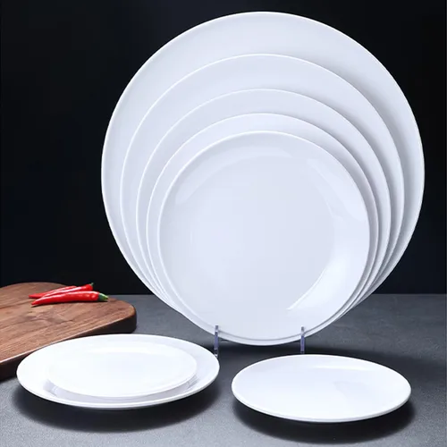 Vista 3 de Platos de melamina, platos de postres pequeños reutilizables para exteriores e interiores, aptos para lavavajillas, juego de 2 (7 pulgadas)