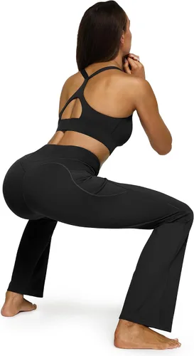 Vista 6 de G4Free Leggings acampanados con forro polar para mujer, cintura alta, pantalones térmicos de yoga con bolsillos de 293133 pulgadas