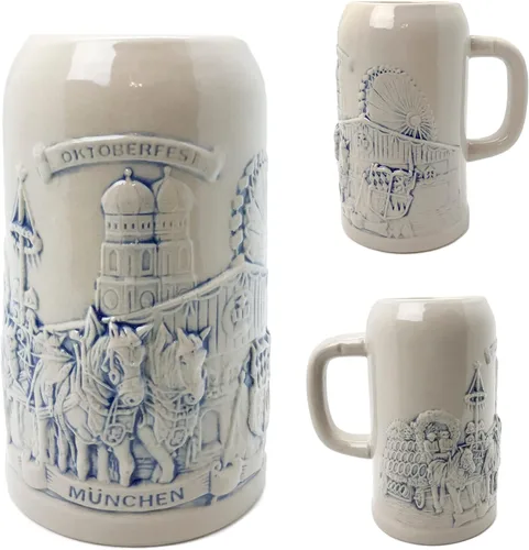 Vista 3 de Essence of Europe Gifts Beer Stein Munich Beer Wagon Taza de cerveza de gres por E.H.G .5 Litro
