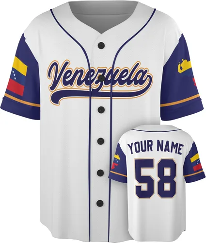 Vista 12 de Camiseta de béisbol personalizada de Venezuela - Camisetas deportivas personalizadas del orgullo Veneka con número de nombre, camisas de Beisbol