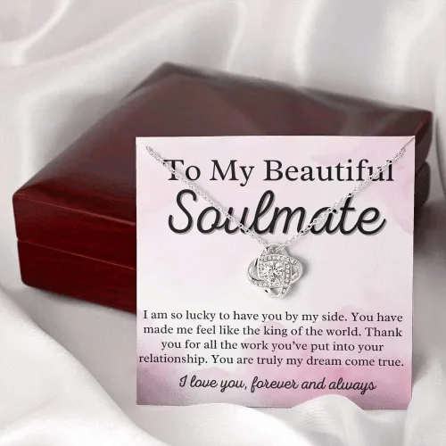 Vista 7 de to My Soulmate Love Knot Necklace - My Lovely Wife, Gifts for Girlfriend, Romantic Gifts for Her from Husband to Wife, Valentine's Day, for Wife WF6