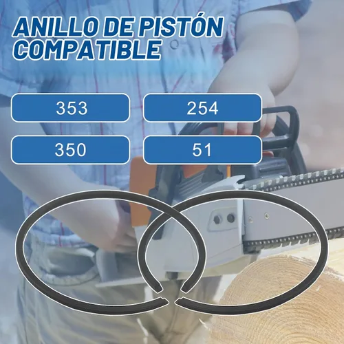 Vista 2 de 2 unids/lote 1.772 in x 0.059 in Kit de anillos de pistón para Husqvarna 51 254 350 353 OLEO-MAC 753 piezas de motosierra.