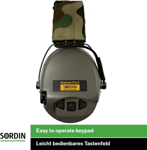 Vista 4 de Sordin Pro-X LED Ear Muffs - Active and Electronic Ear Defenders - Gel Pads - Earmuffs for Hunting & Shooting Oliva