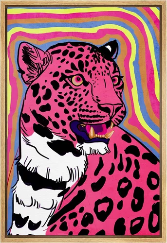 Vista 41 de SIGNWIN Lienzo enmarcado para pared, decoración de habitación preparada, guepardo africano, gato, caricatura, dibujos de naturaleza, animales