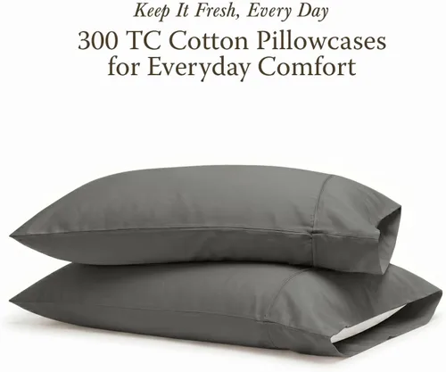 Vista 2 de Threadmill Home Linen Bedding - Juego de sábanas de 300 hilos, 100 % algodón, juego de cama de lujo, 4 piezas, tejido de satén suave, color blanco