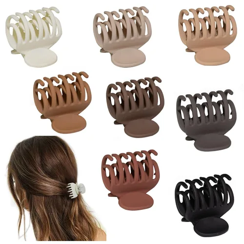 Vista 8 de 8 pinzas de garra para cabello fino para mujeres, pinzas de pelo medio mate de 1.6 pulgadas para cabello fino y grueso, agarre fuerte, pinzas