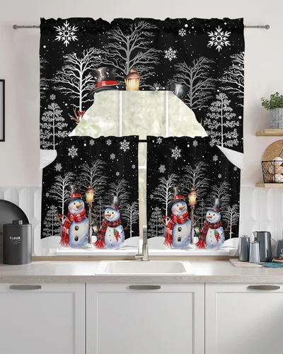 Vista 11 de Árbol de Navidad, cenefa de cocina, cenefa con bolsillo para barra, paneles de cortina para dormitorio, sala de estar, baño, cafetería, ventanas