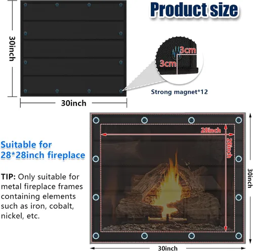 Vista 2 de Manta magnética para chimenea para pérdida de calor, cubiertas de chimenea para interiores, mantiene las corrientes de aire fuera, detiene