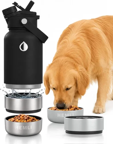Vista 20 de Botella de agua para perros, botella de agua de viaje aislada para perros, dispensador de botellas de agua para mascotas de acero inoxidable
