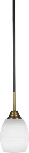Vista 96 de Toltec Lighting Paramount - Mini colgante de 1 luz en acabado negro mate con cristal de arte perla de 7 pulgadas y estilo negro