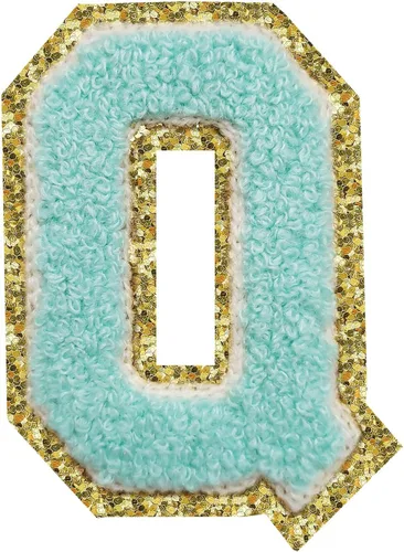 Vista 26 de 3Pcs Letter Patches Varsity Glitters Chenille,SPRT Iron on Blue Letter Patch,Alphabet Cloth Patch for Team Costume Decoration 3.1in Height S