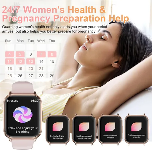Vista 3 de Relojes inteligentes para mujer, contestar/hacer llamadas, reloj de seguimiento de actividad física de 1.83 pulgadas con monitor de frecuencia Negro