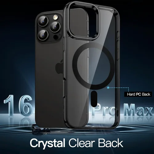 Vista 3 de JETech Funda magnética para iPhone 16 Pro Max de 6.9 pulgadas, compatible con MagSafe, a prueba de golpes, parte trasera transparente antiarañazos
