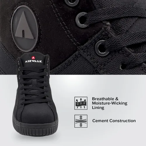 Vista 2 de Airwalk Deuce Mid Top Composite Toe - Zapatos de trabajo industriales para hombre, negronegro, talla 10, anchos, cómodos y ligeros para hombre
