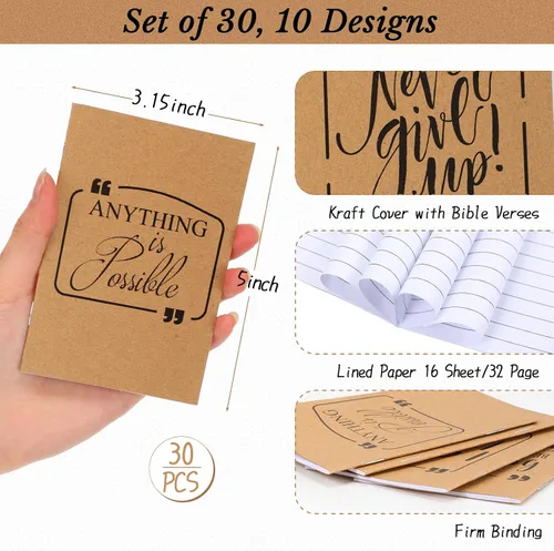 Vista 2 de Fulmoon 60 bolígrafos motivacionales, cuadernos inspiradores, regalos a granel, bolígrafos inspiradores, almohadillas de notas pequeñas, regalos