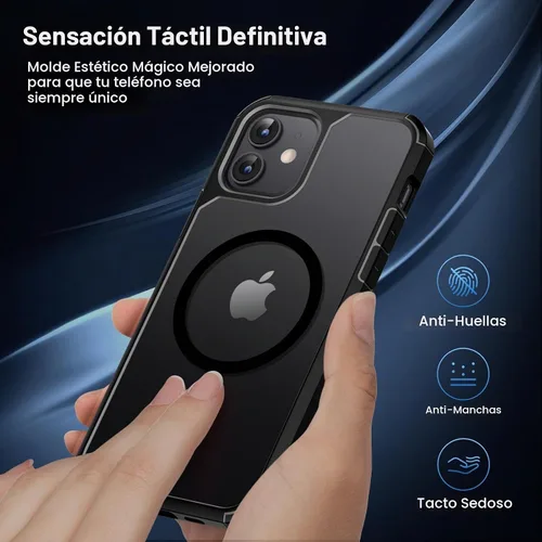 Vista 6 de TAURI - Funda magnética y delgada para iPhone 12/iPhone 12 Pro, compatible con MagSafe, no se pone amarilla, con 2 protectores de pantalla